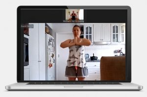 Woman doing Qigong via Zoom