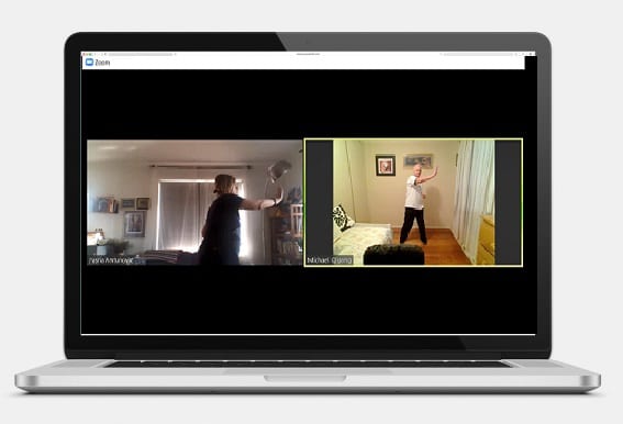Zoom Tai Chi Qigong class - instructor and student view